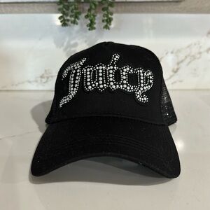 Juicy Couture Rhinestones Black Baseball Hat
